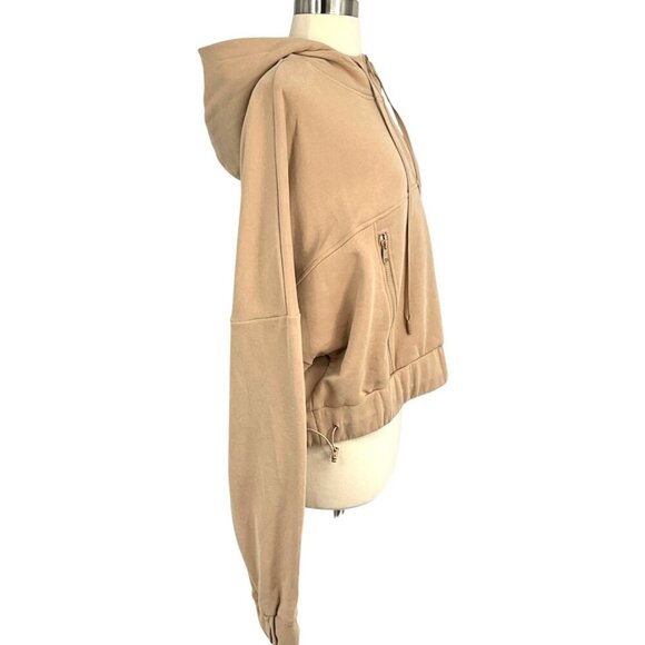 PopFlex Half Zip Warm Up Hoodie Latte Oversized Sweatshirt Size Medium M - Picture 7 of 11